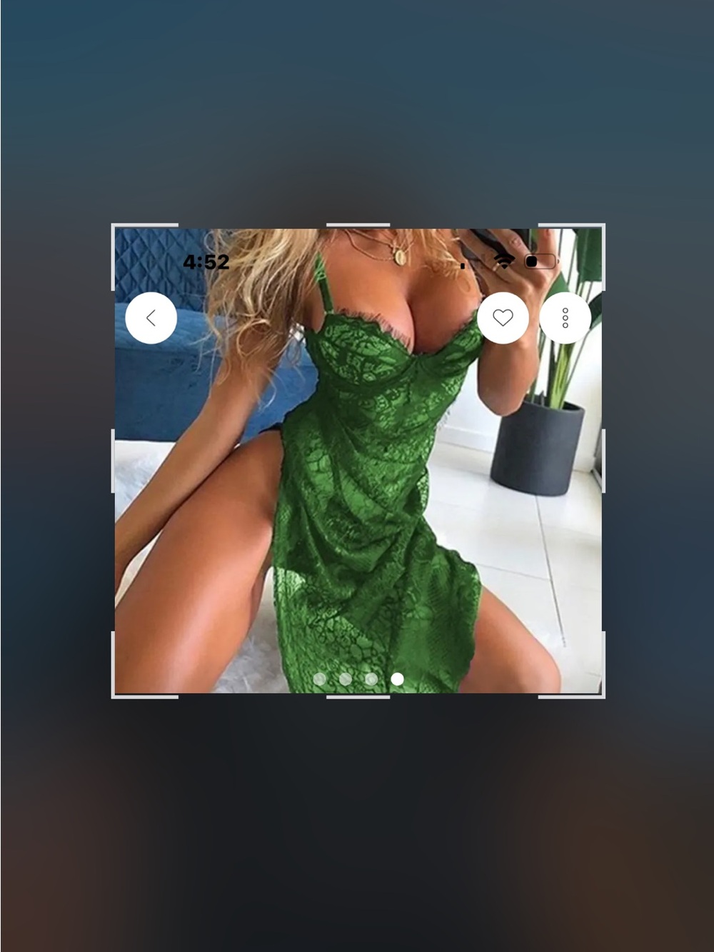 Women’s Green Lace Chemise Nightgown - Elegant Spaghetti Strap Sleepwear